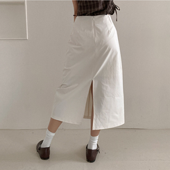 ミディ/ロングスカート 【丈別】Hラインバックスリットロングスカート WHITE