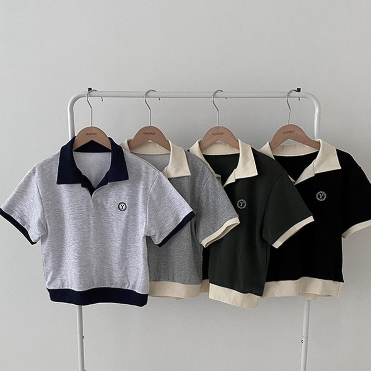 半袖Tシャツ バイカラークロップ半袖Tシャツ