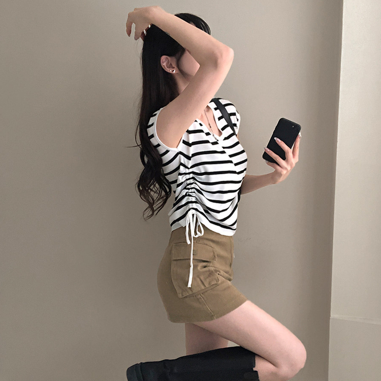 ニット ストリングキャミソールニット(5color) STRIPE IVORY