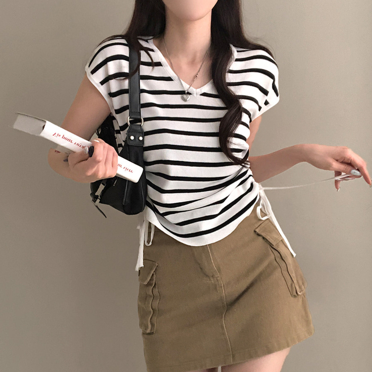 ニット ストリングキャミソールニット(5color) STRIPE IVORY