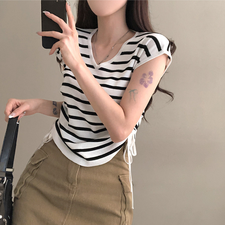 ニット ストリングキャミソールニット(5color) STRIPE IVORY