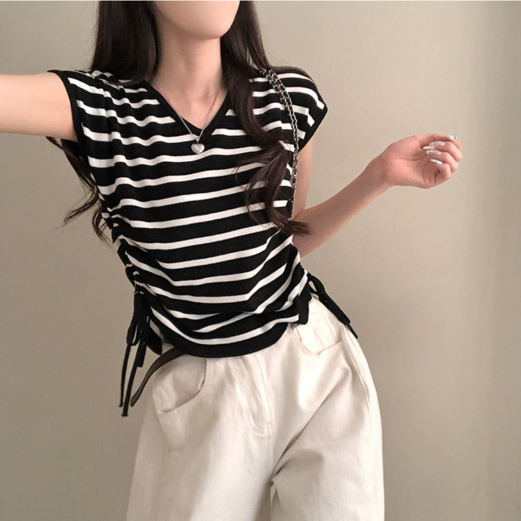 ニット ストリングキャミソールニット(5color) STRIPE BLACK