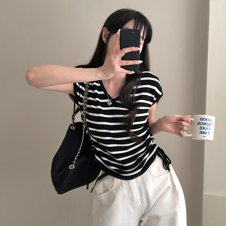 ニット ストリングキャミソールニット(5color) STRIPE BLACK