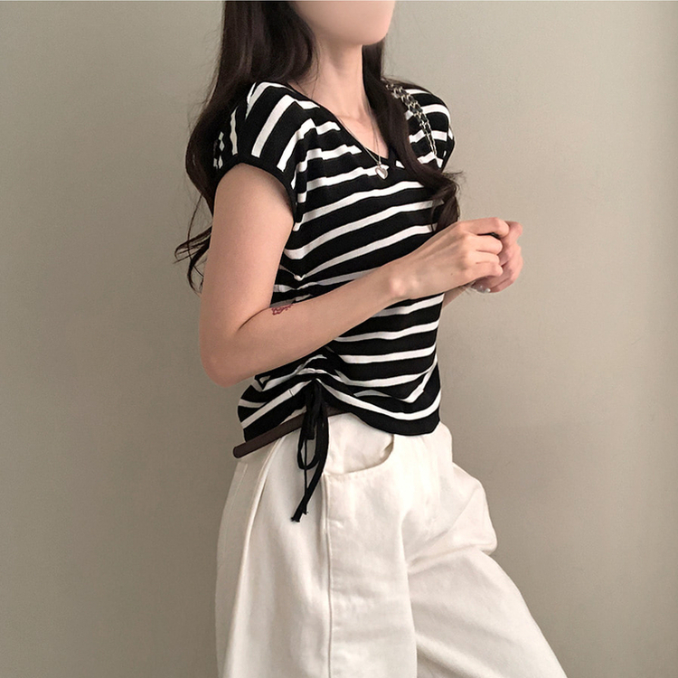 ニット ストリングキャミソールニット(5color) STRIPE BLACK