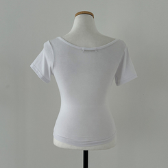 半袖Tシャツ 刺繍Vネッククロップ半袖Tシャツ