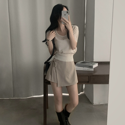 ニット リネンペンダント半袖ニット(10color) IVORY