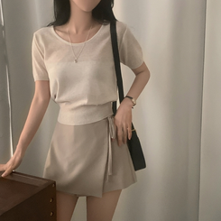 ニット リネンペンダント半袖ニット(10color) IVORY