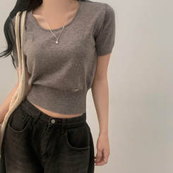ニット リネンペンダント半袖ニット(10color) GREY