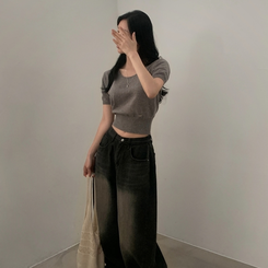 ニット リネンペンダント半袖ニット(10color) GREY