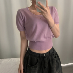 ニット リネンペンダント半袖ニット(10color) LAVENDER