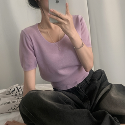 ニット リネンペンダント半袖ニット(10color) LAVENDER