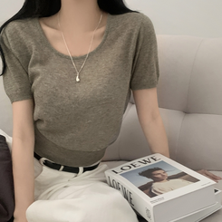ニット リネンペンダント半袖ニット(10color) KHAKI