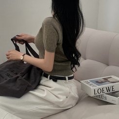 ニット リネンペンダント半袖ニット(10color) KHAKI