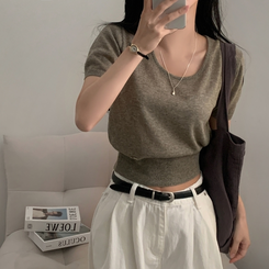 ニット リネンペンダント半袖ニット(10color) KHAKI