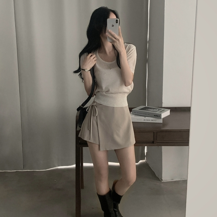 リネンペンダント半袖ニット(10color) IVORY