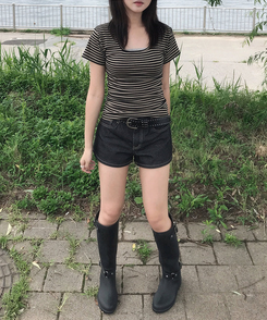 ノンフェイドデニムショートパンツ BLACK DENIM