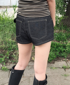 ノンフェイドデニムショートパンツ BLACK DENIM
