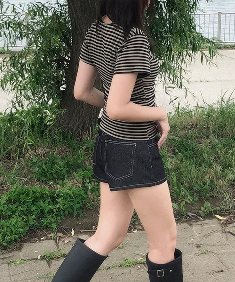 ノンフェイドデニムショートパンツ BLACK DENIM