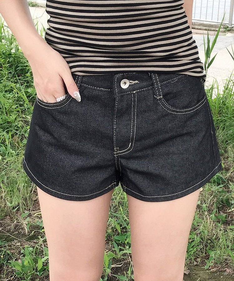 ノンフェイドデニムショートパンツ BLACK DENIM