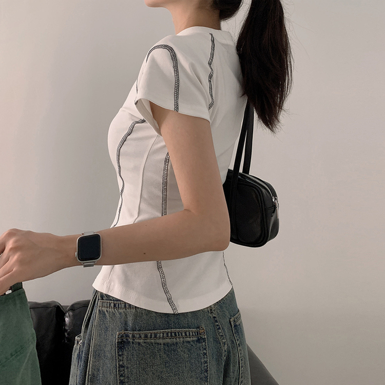 Vネックナンバー半袖Tシャツ WHITE