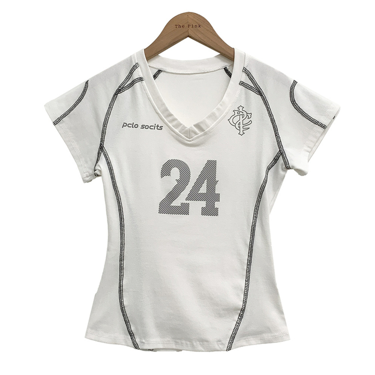 Vネックナンバー半袖Tシャツ