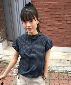 半袖Tシャツ ドットシャーリングリボンアノラックジップアップ NAVY