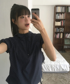 半袖Tシャツ ドットシャーリングリボンアノラックジップアップ NAVY