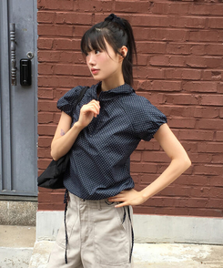 半袖Tシャツ ドットシャーリングリボンアノラックジップアップ NAVY