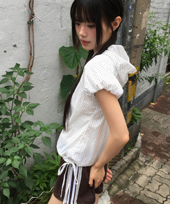 半袖Tシャツ ドットシャーリングリボンアノラックジップアップ WHITE