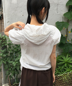 半袖Tシャツ ドットシャーリングリボンアノラックジップアップ WHITE