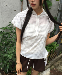 半袖Tシャツ ドットシャーリングリボンアノラックジップアップ WHITE