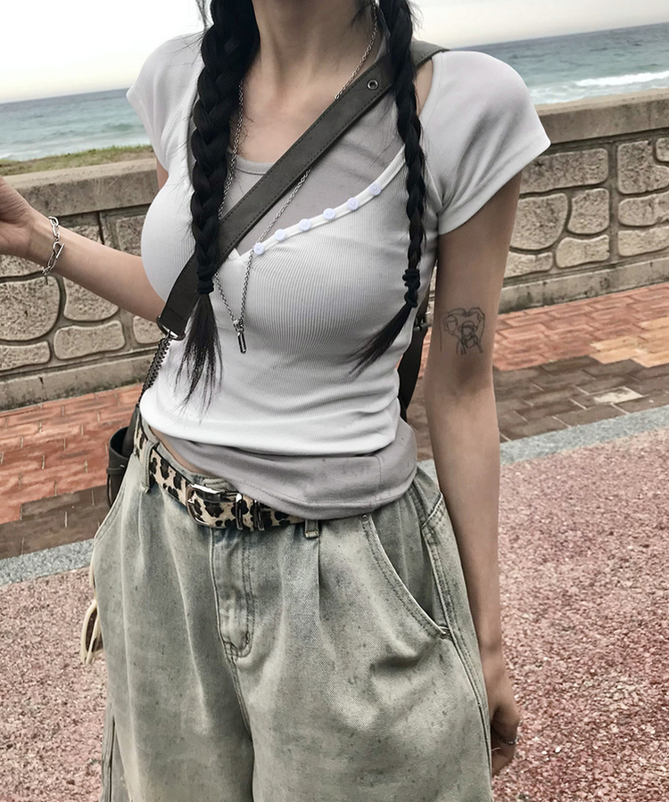 ダメージバミューダパンツ LIGHT DENIM
