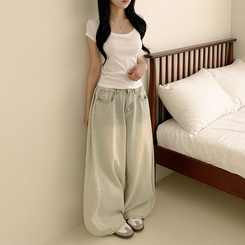 半袖Tシャツ スクエアスリムクロップ半袖Tシャツ(5color) IVORY