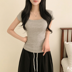 半袖Tシャツ スクエアスリムクロップ半袖Tシャツ(5color) GREY