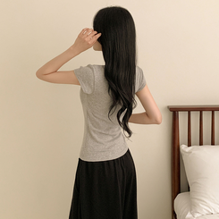 半袖Tシャツ スクエアスリムクロップ半袖Tシャツ(5color) GREY