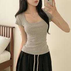 半袖Tシャツ スクエアスリムクロップ半袖Tシャツ(5color) GREY