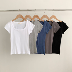 半袖Tシャツ スクエアスリムクロップ半袖Tシャツ(5color)