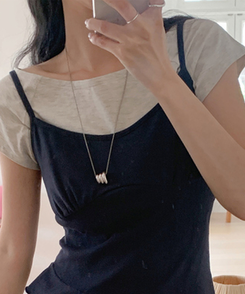 ノースリーブ アンバランスフリルスリーブレス(5color) NAVY