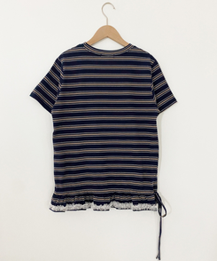 半袖Tシャツ ストライプフリル半袖Tシャツ