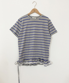 半袖Tシャツ ストライプフリル半袖Tシャツ
