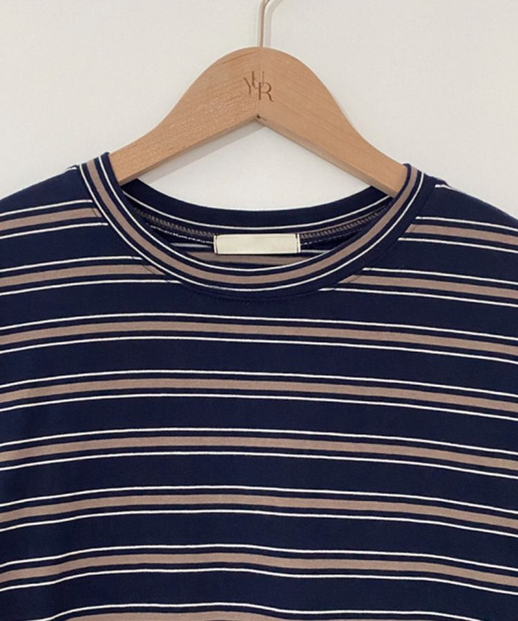 ストライプフリル半袖Tシャツ