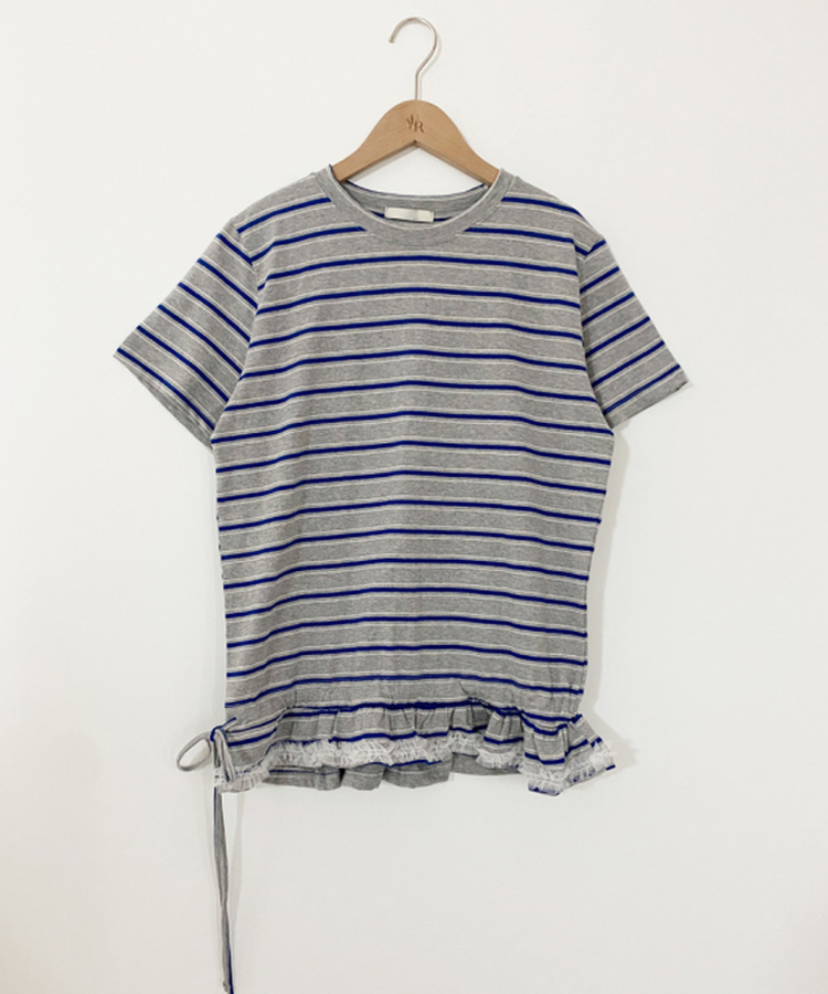 ストライプフリル半袖Tシャツ