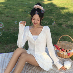 ローズパンチングカーディガン WHITE