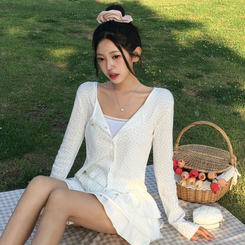 ローズパンチングカーディガン WHITE