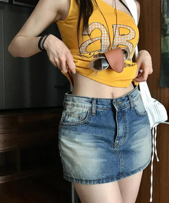 ミニスカート カクテルデニムミニスカート MID DENIM