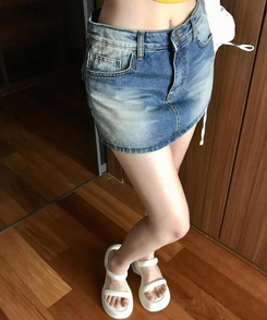 ミニスカート カクテルデニムミニスカート MID DENIM