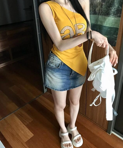 ミニスカート カクテルデニムミニスカート MID DENIM