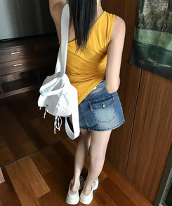 ミニスカート カクテルデニムミニスカート MID DENIM