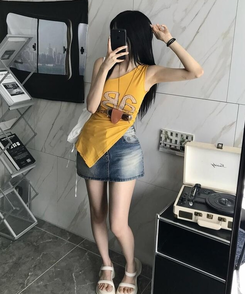 ミニスカート カクテルデニムミニスカート MID DENIM