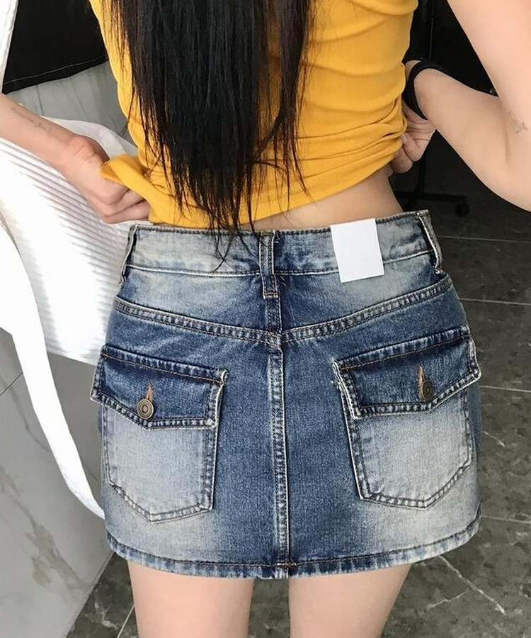 カクテルデニムミニスカート MID DENIM